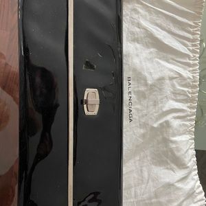 Balenciaga patent leather clutch. Black Vintage